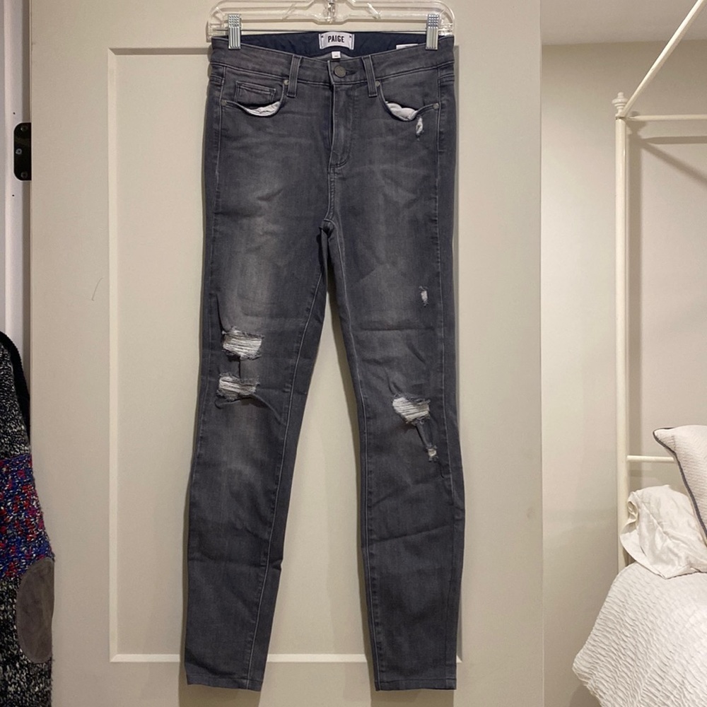 Paige distressed grey denim. Size 26.